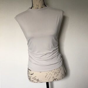 Calvin Klein Jeans Mock Neck Ruched Sleeveless Top, NWT